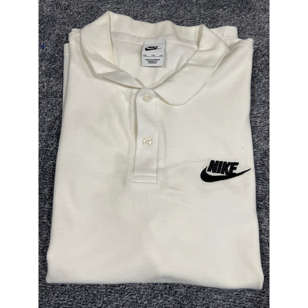 Nike Sportswear Mens XXL White Pique Polo Shirt Embroidered Logo Short Sleeve - Picture 14 of 14